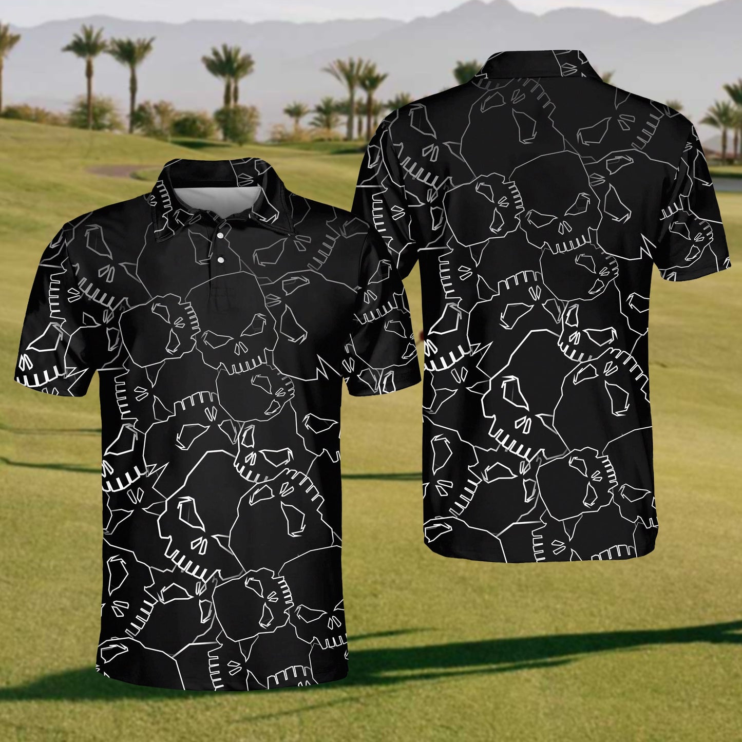 2024 Mens Golf  Skull Polo Shirt