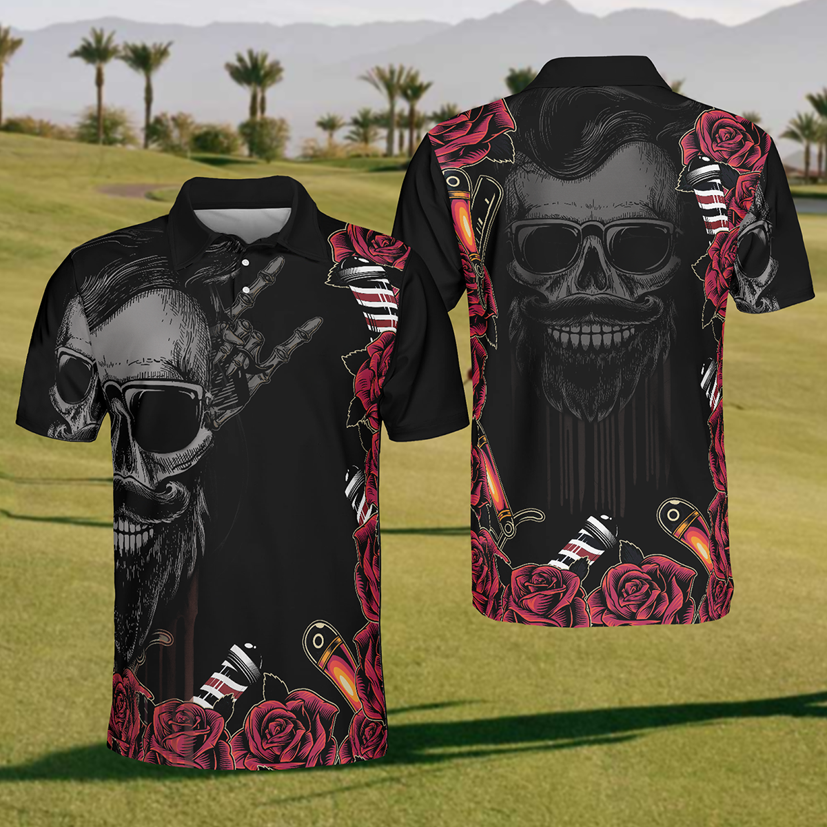 Men's Skull Golf Polo Shirt