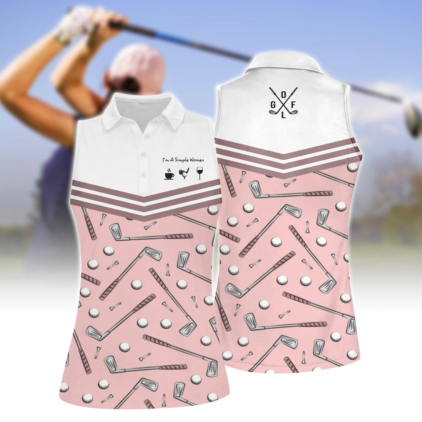 Women's I'm A Simple Women Golf  Sleeveless Polo Shirt