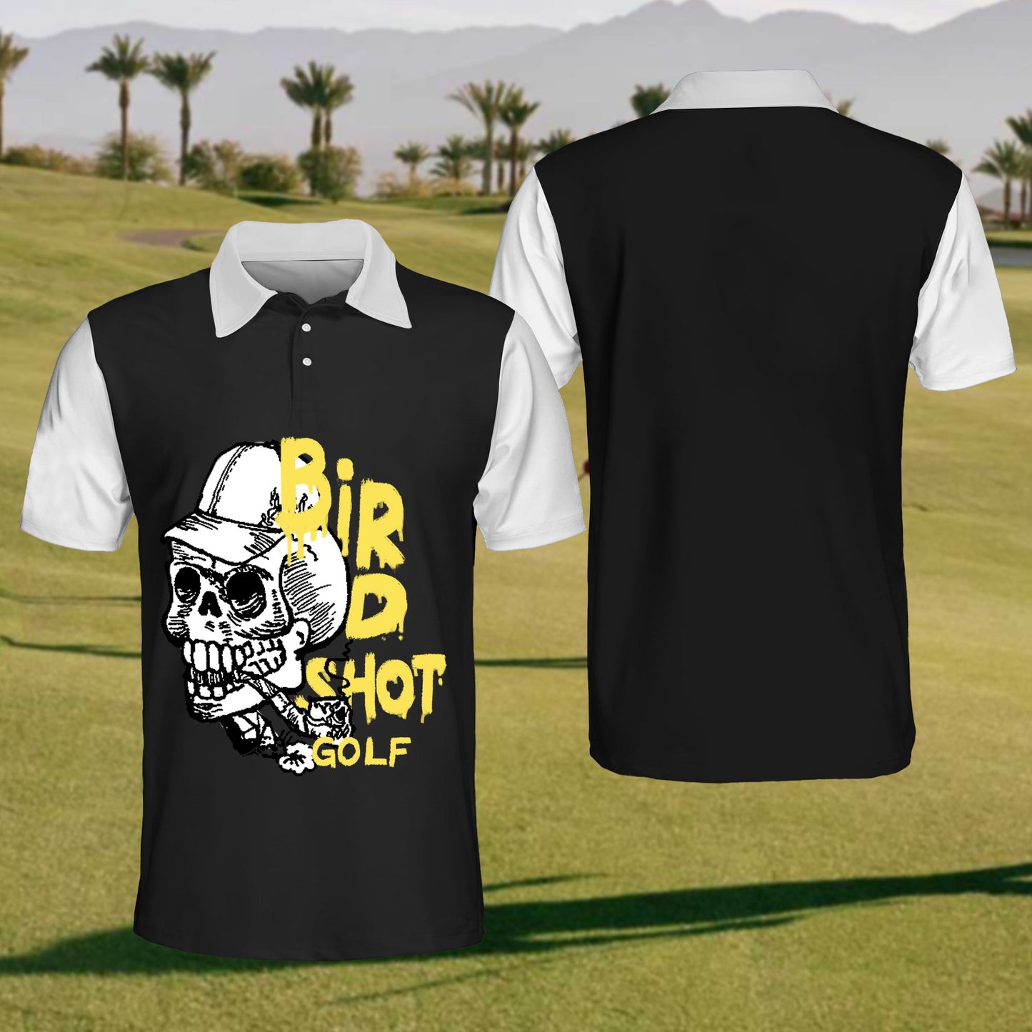 Men's Bird Shot Skull Golf Polo Shirt