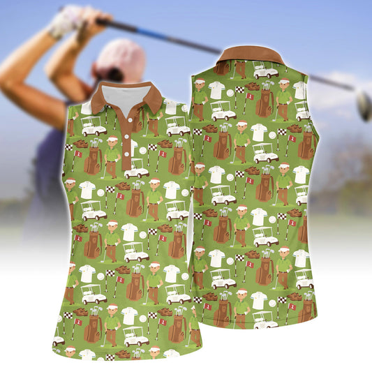 Women'S Green Golf Club Sleeveless Polo Shirt