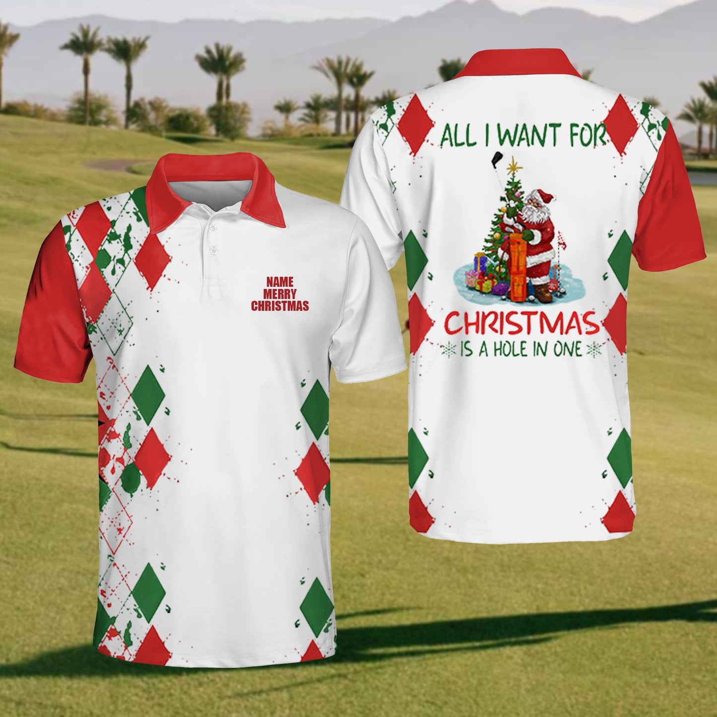 Custom Christmas Golf Polo Shirt for Men