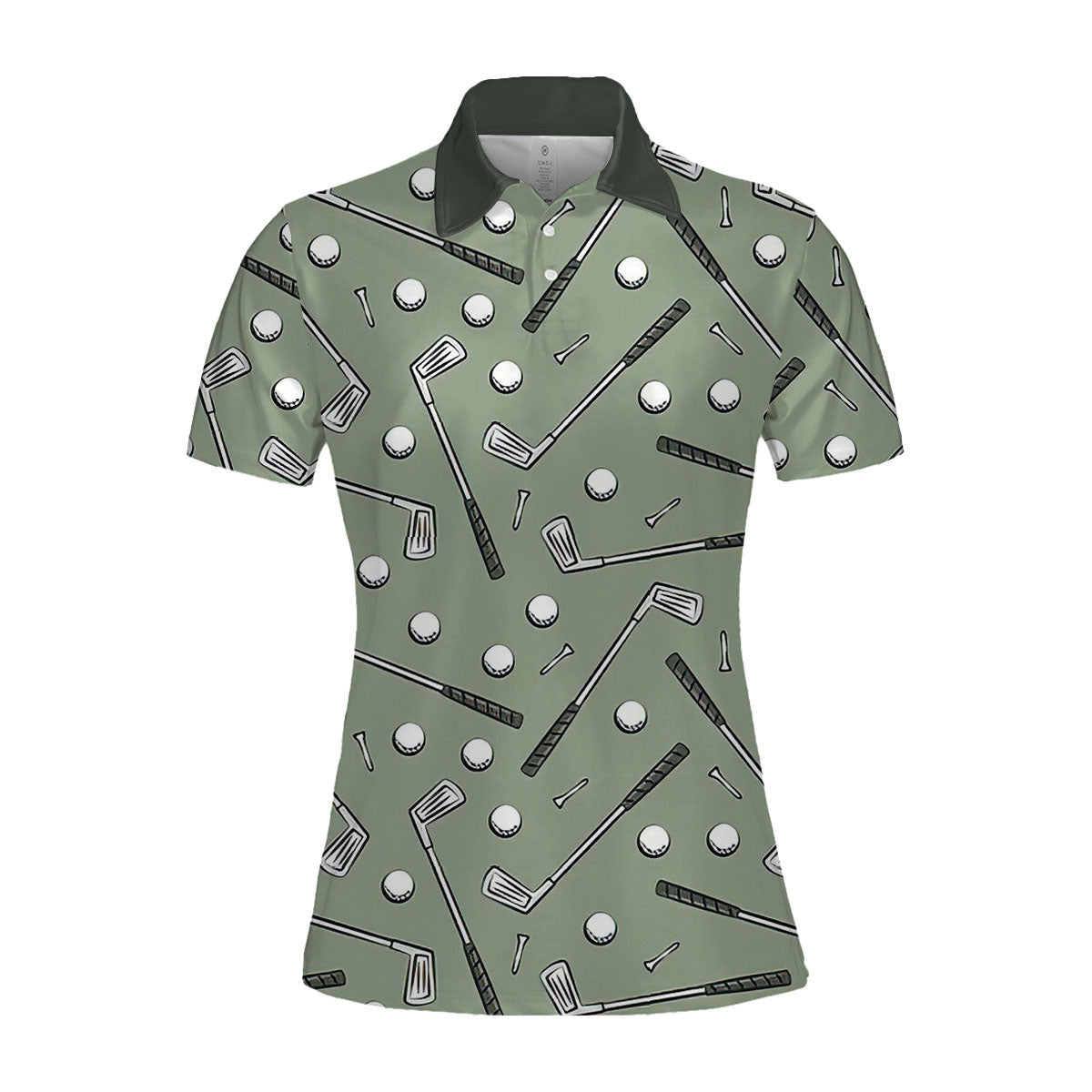 Green Seamless Golf Stick Figures Women Short Sleeve Polo Shirt