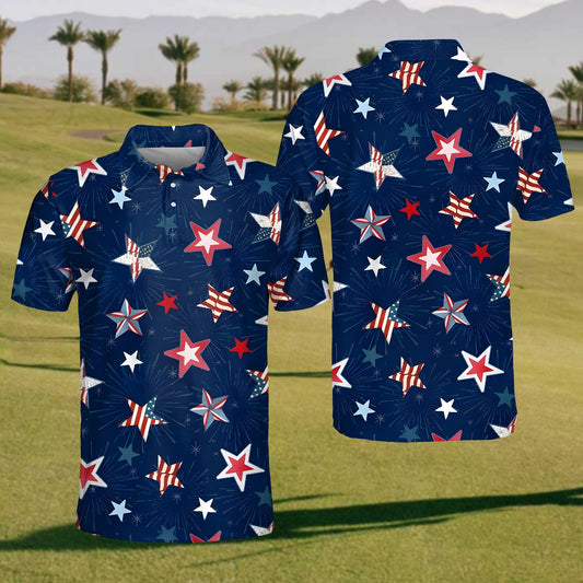 2024 Mens Star Print Polo Shirt