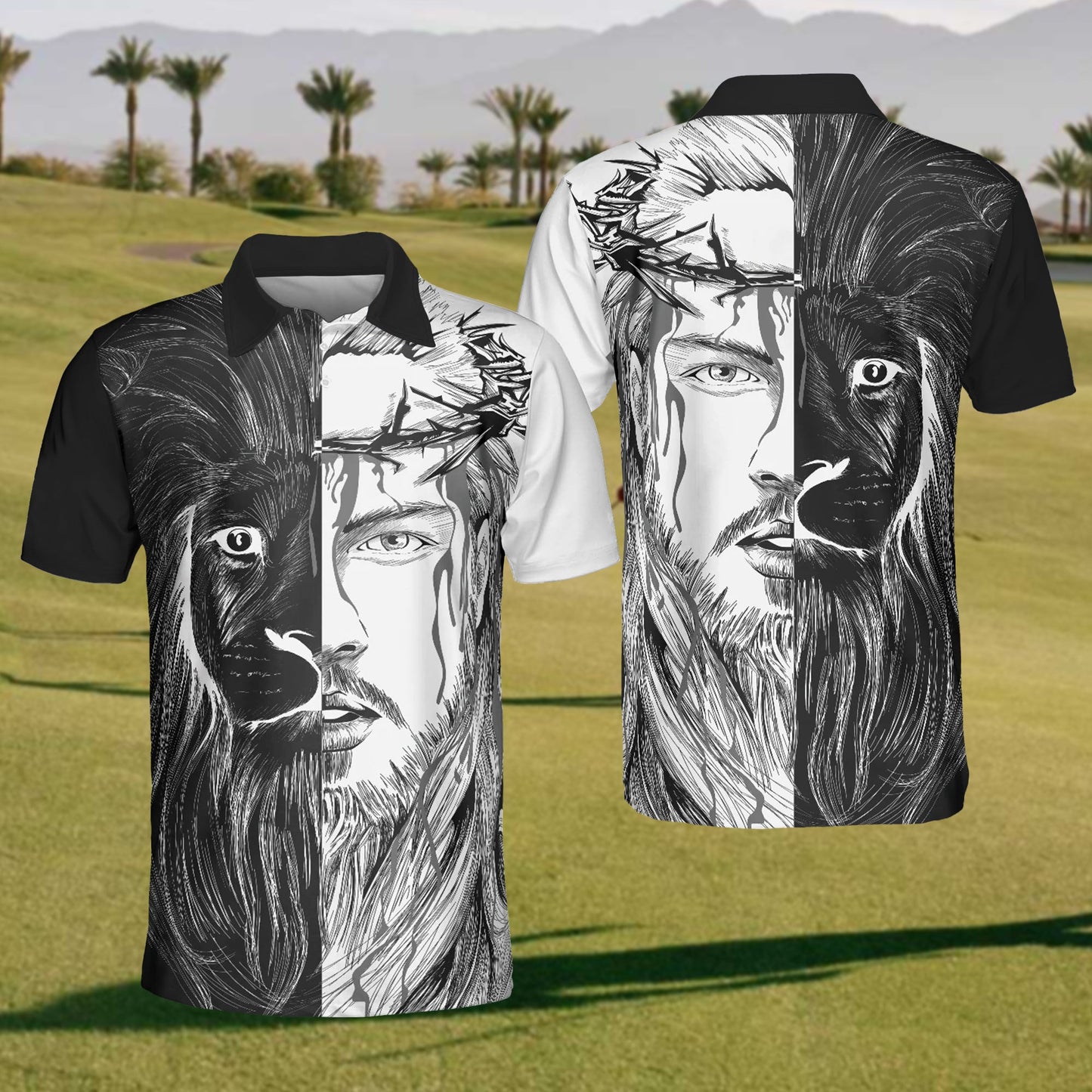 Mens Jesus&Lion Polo Shirt