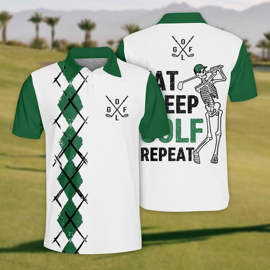 Men'S Eat Sleep Golf Repeat Polo Shirt