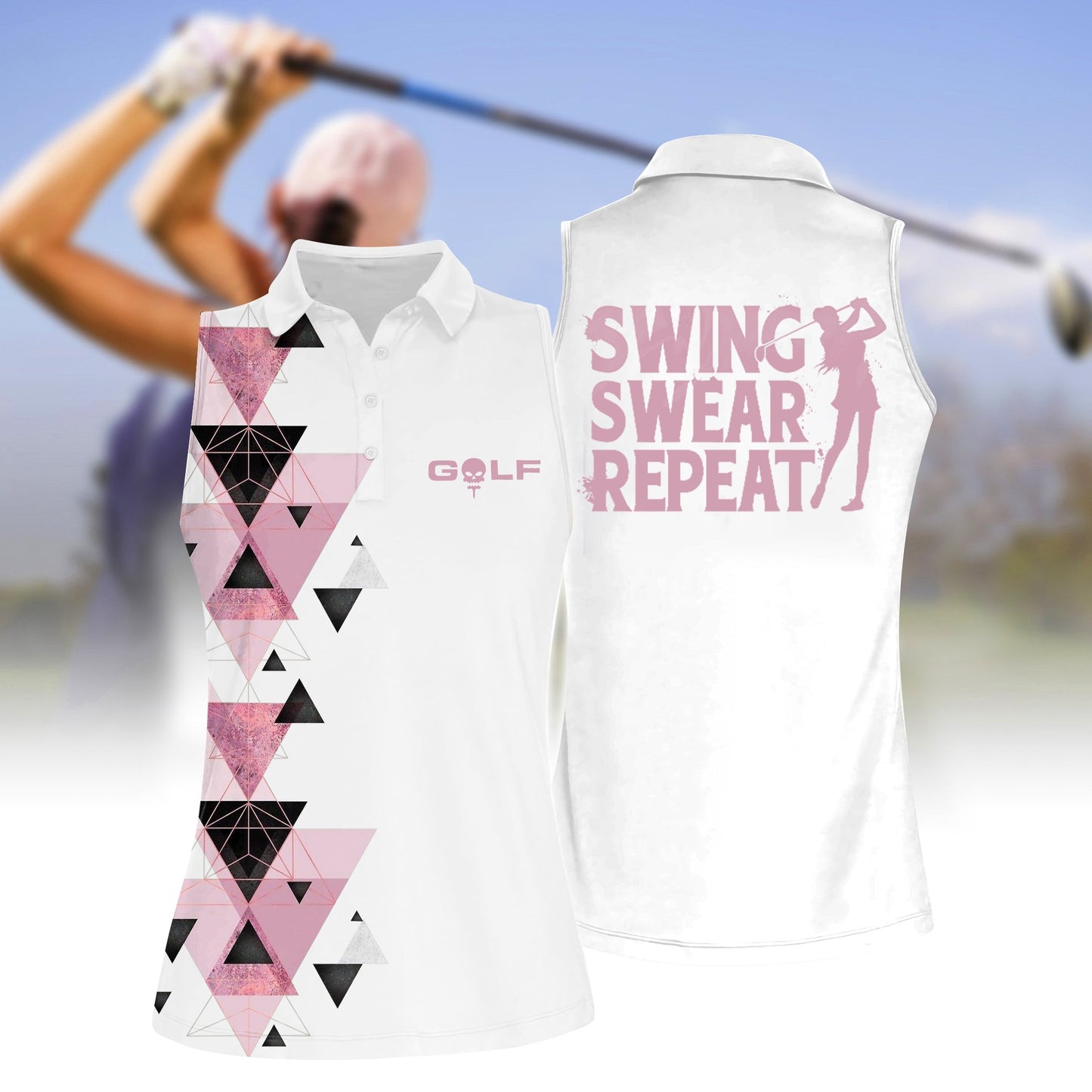 Wome's Swing Swear Repeat Sleeveless Polo Shirt