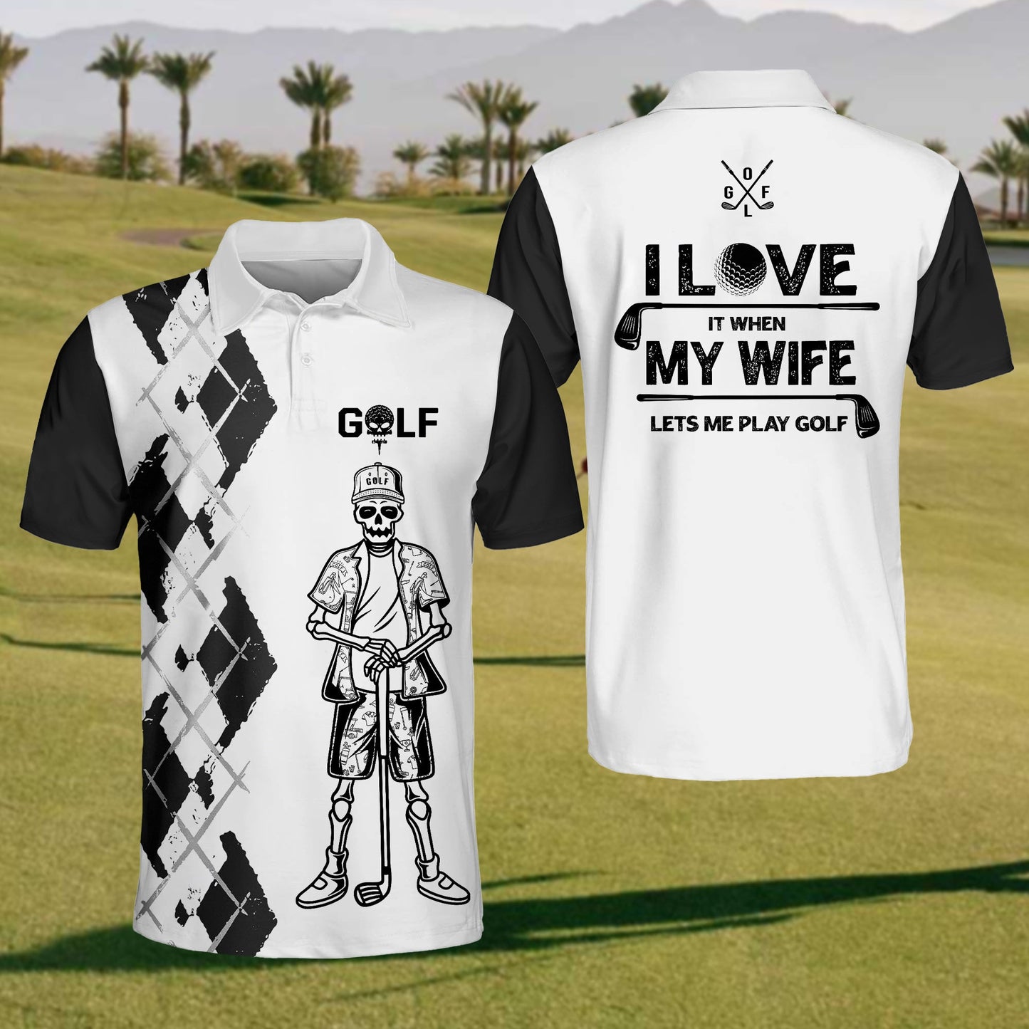 I Love It When My Wife Lets Me Play Golf Mens Golf Shirts Short Sleeve