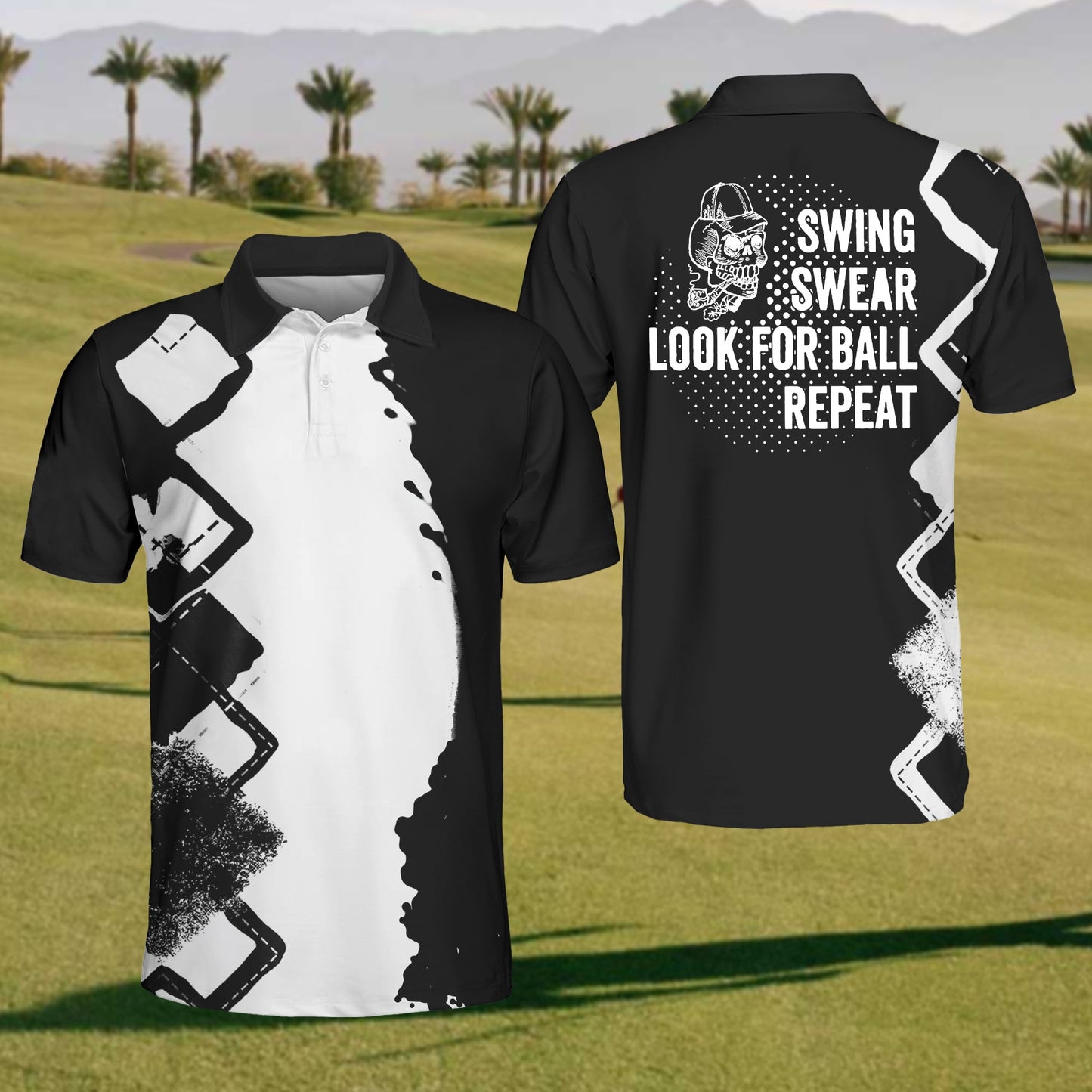 Mens Swing Swear Looking For The Ball Repeat Polo Shirt