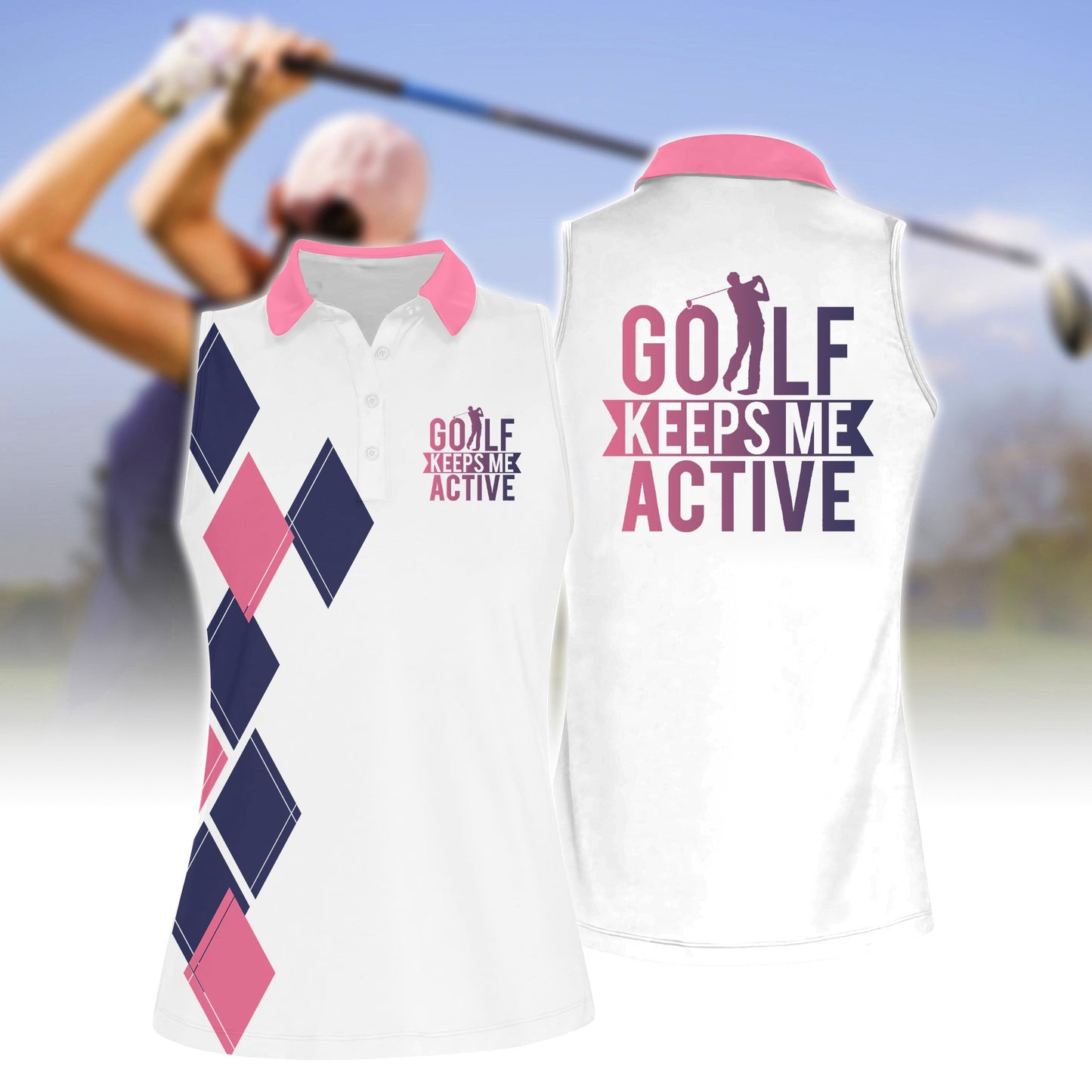 Golf Keeps Me Active Women Sleeveless Polo Shirt