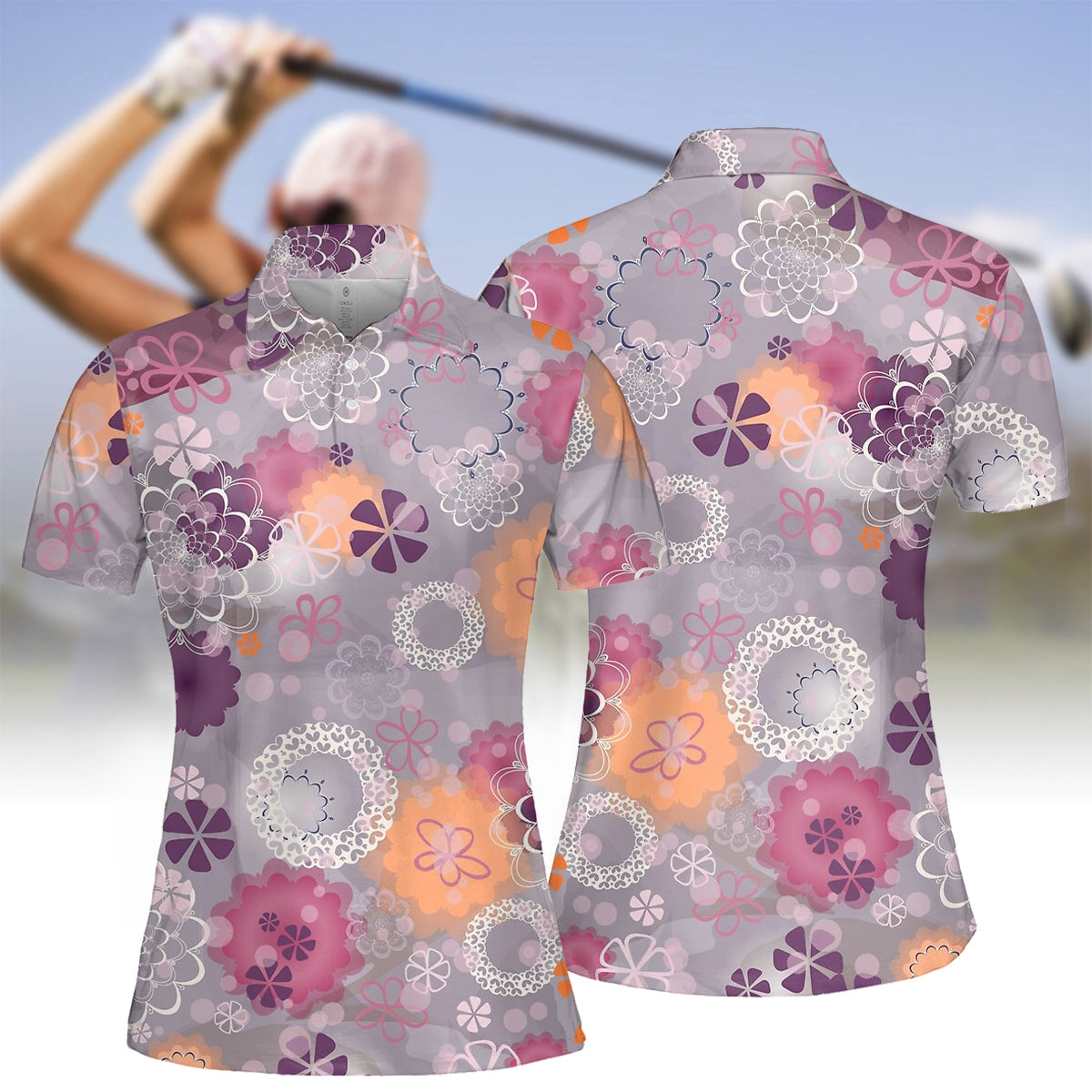 Women's Floral Short Sleeve Polo Shirt & Sleeveless Polo Shirt