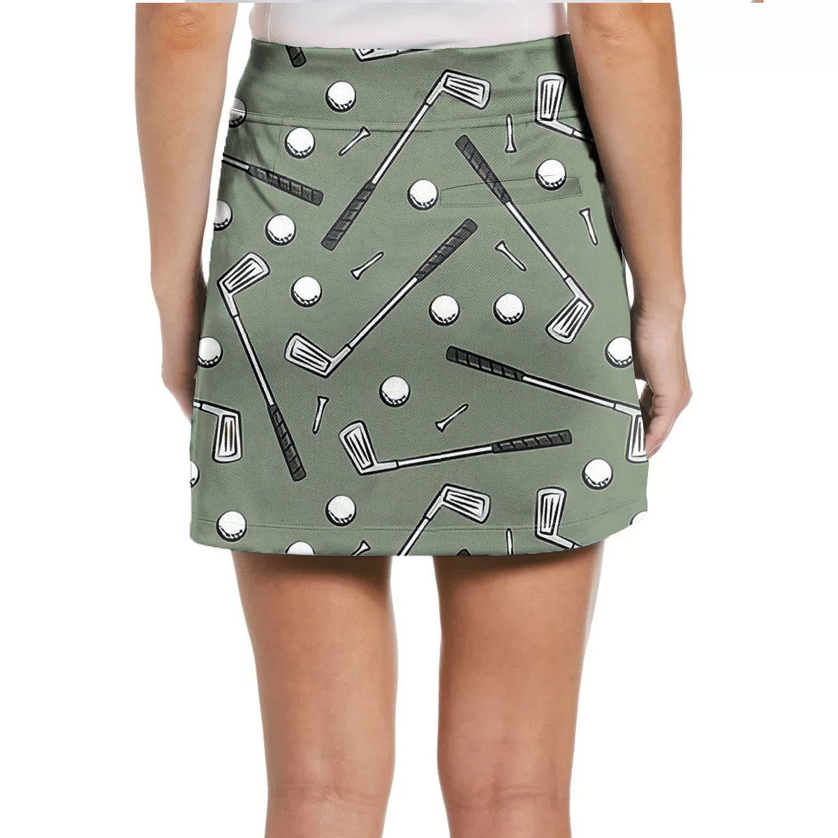 Women's Green Seamless Golf Stick Figures Skort（Leggings not included）