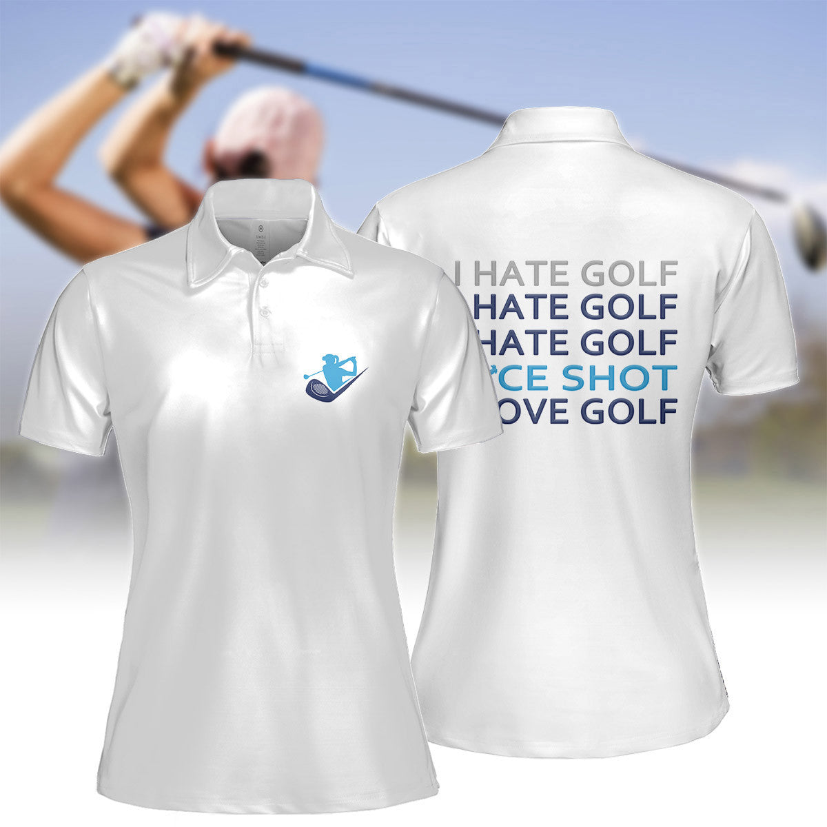 Nice Shot Golf Silhouette Women Short Sleeve Polo Shirt,Sleeveless Polo Shirt